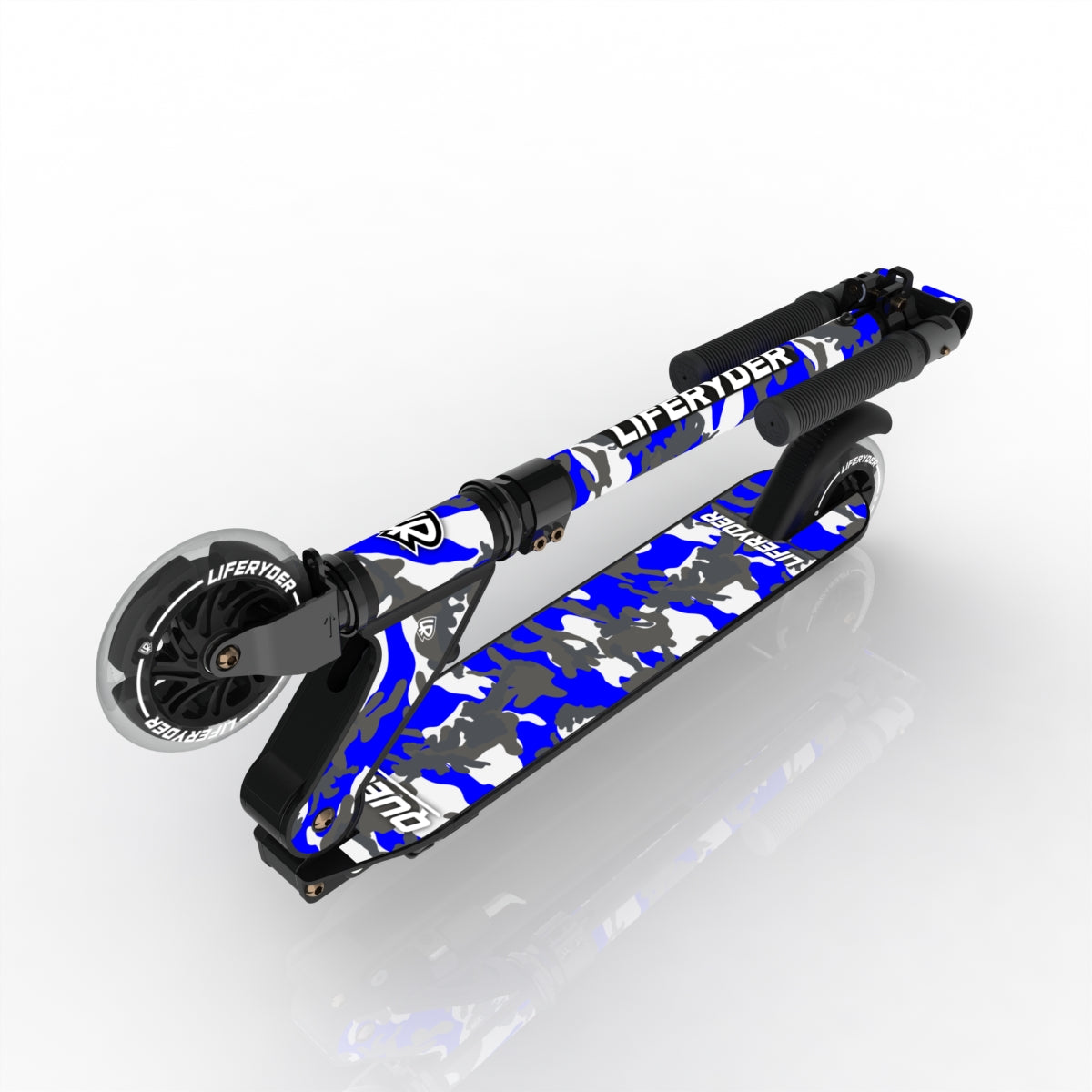 LIFERYDER QUEST Blue Storm folding kids scooter folded view