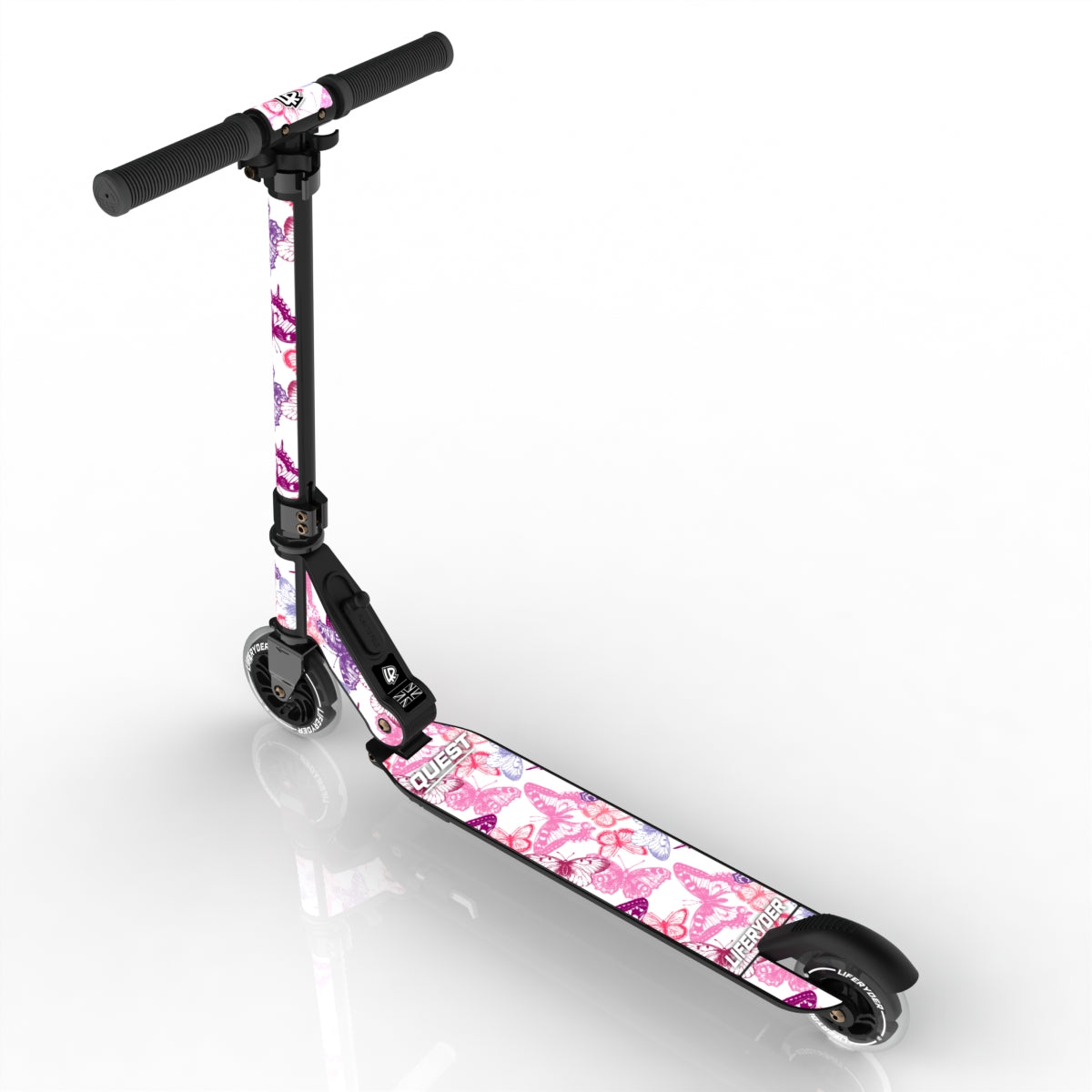 LIFERYDER QUEST Butterflies foldable 2 wheel scooter rear view