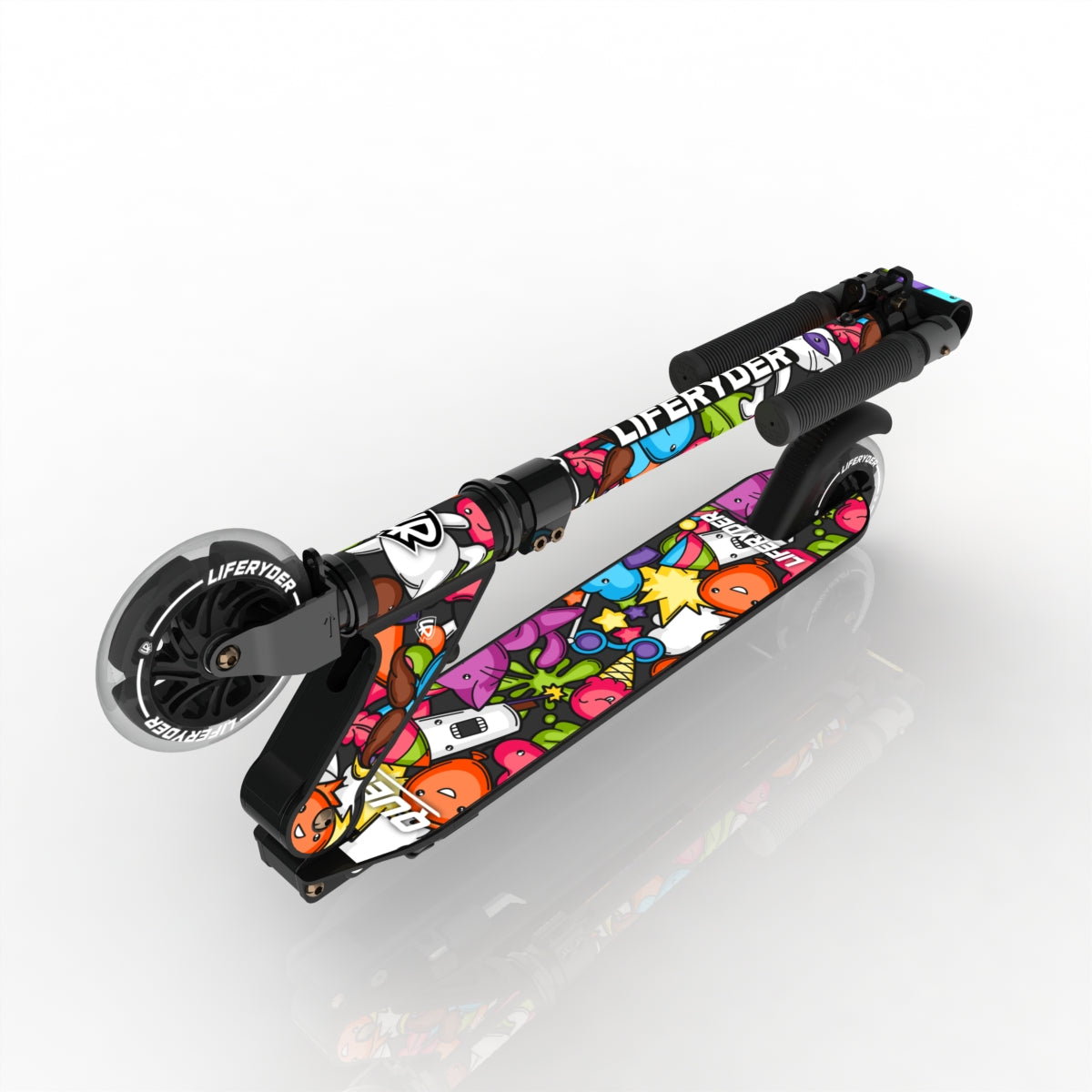LIFERYDER QUEST Carnival Cats folding kids scooter folded view