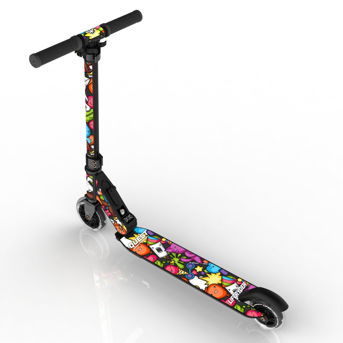 LIFERYDER QUEST Carnival Cats foldable 2 wheel scooter rear view