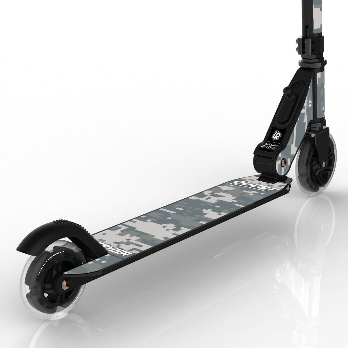 LIFERYDER QUEST Digital Camo light-up LED wheels scooter detail