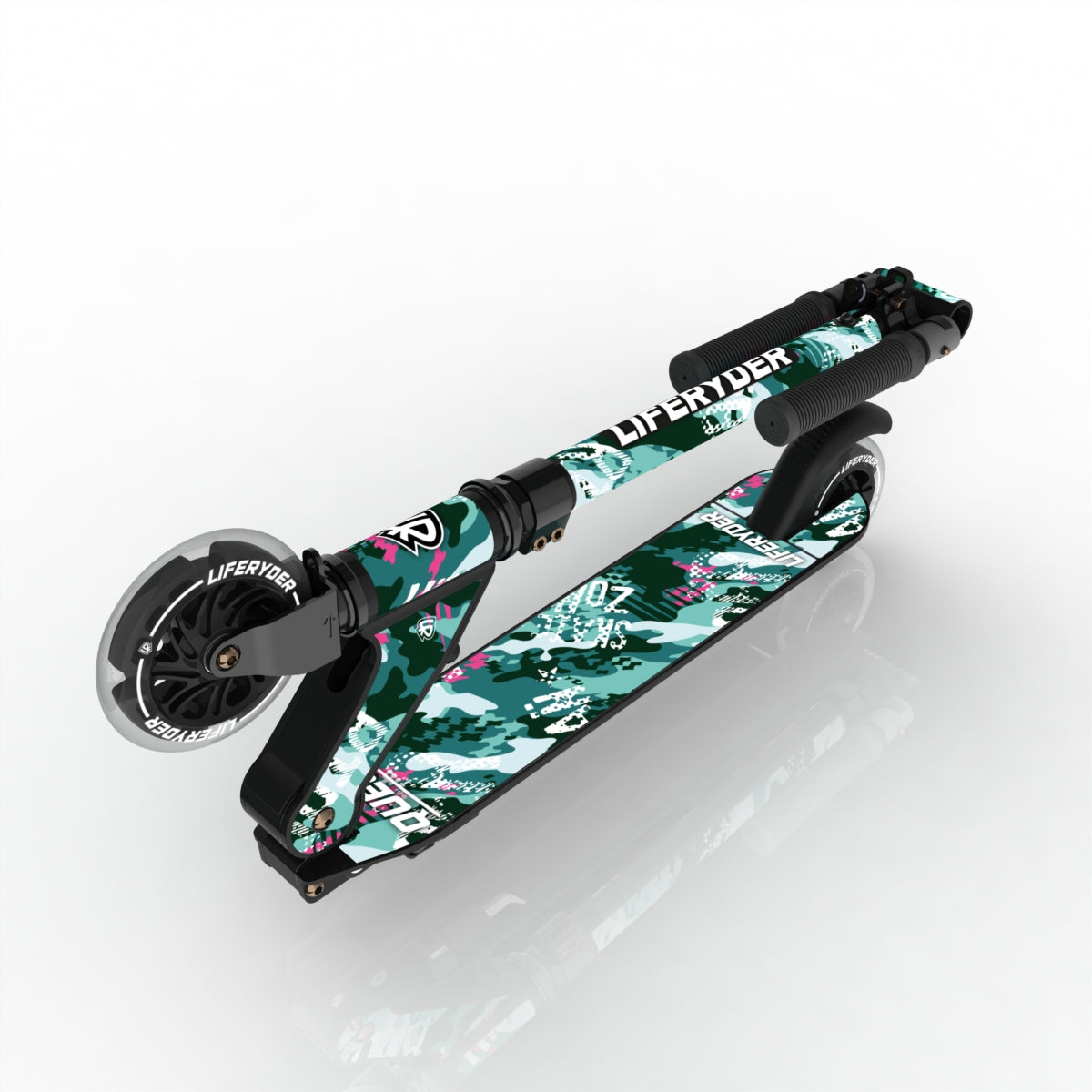 LIFERYDER QUEST Ghost Rider folding kids scooter folded view