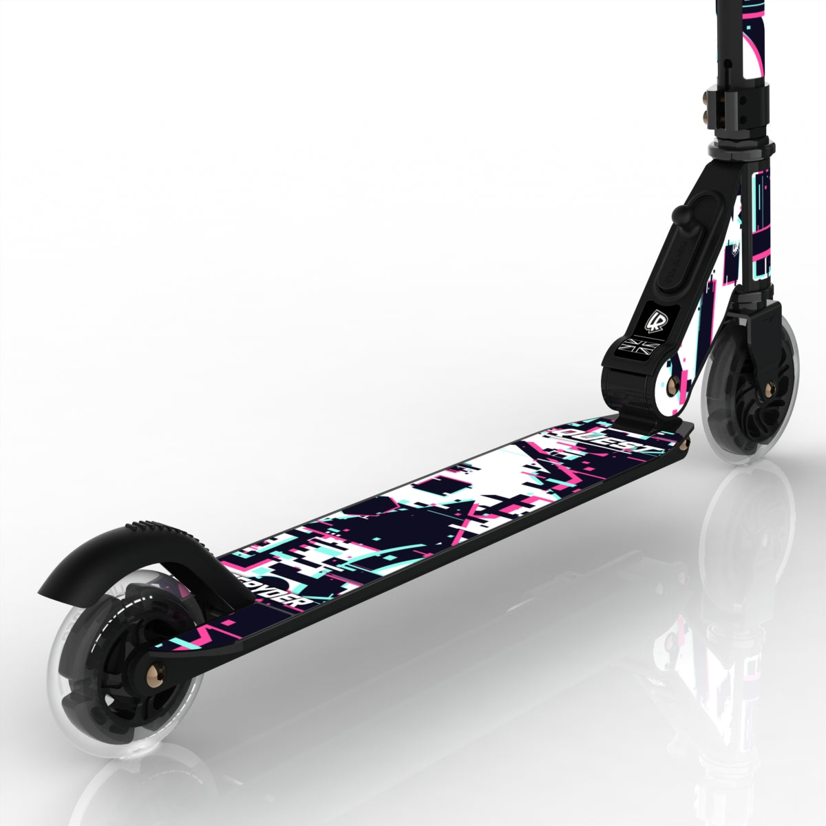 LIFERYDER QUEST Glitch light-up LED wheels scooter detail