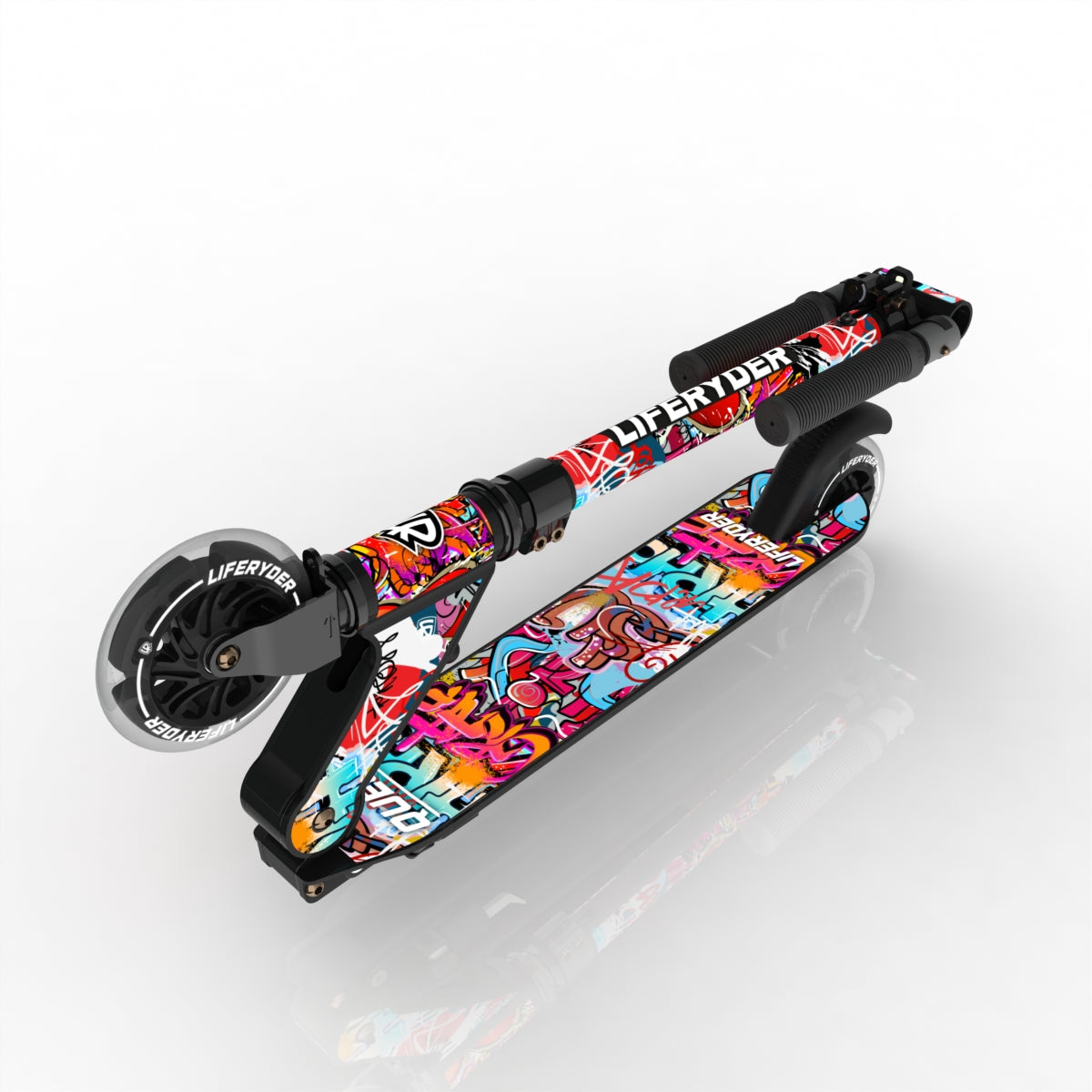 LIFERYDER QUEST Graffiti folding kids scooter folded view