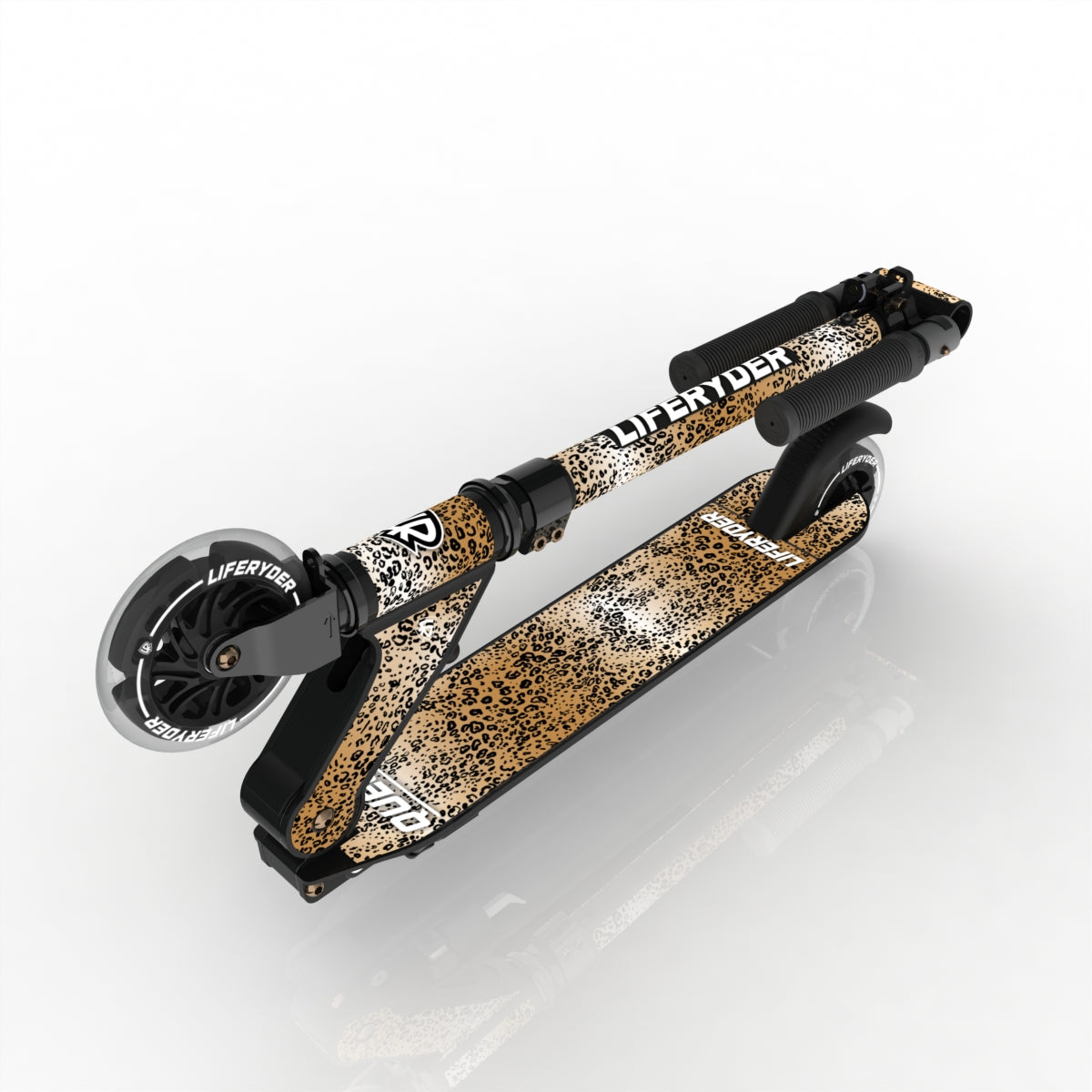 LIFERYDER QUEST Leopard Sprint folding kids scooter folded view