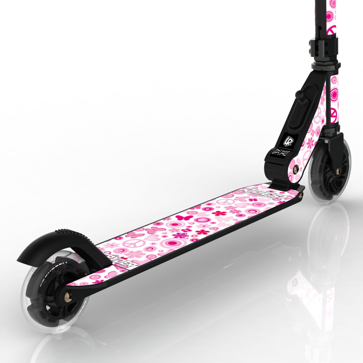LIFERYDER QUEST Peace & Love light-up LED wheels scooter detail