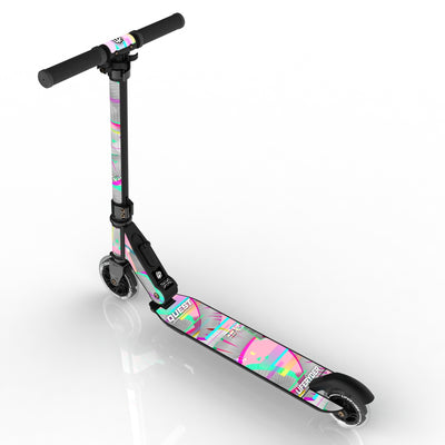 LIFERYDER QUEST Pink Glitch foldable 2 wheel scooter rear view