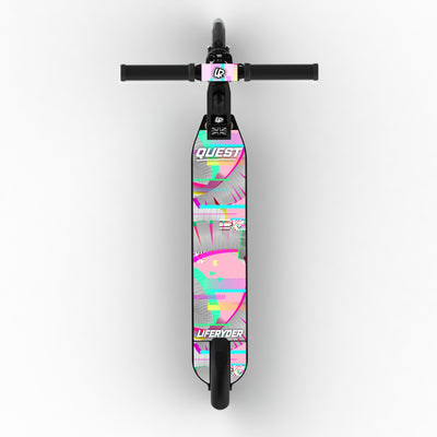 LIFERYDER QUEST Pink Glitch adjustable height 2 wheel scooter extended view