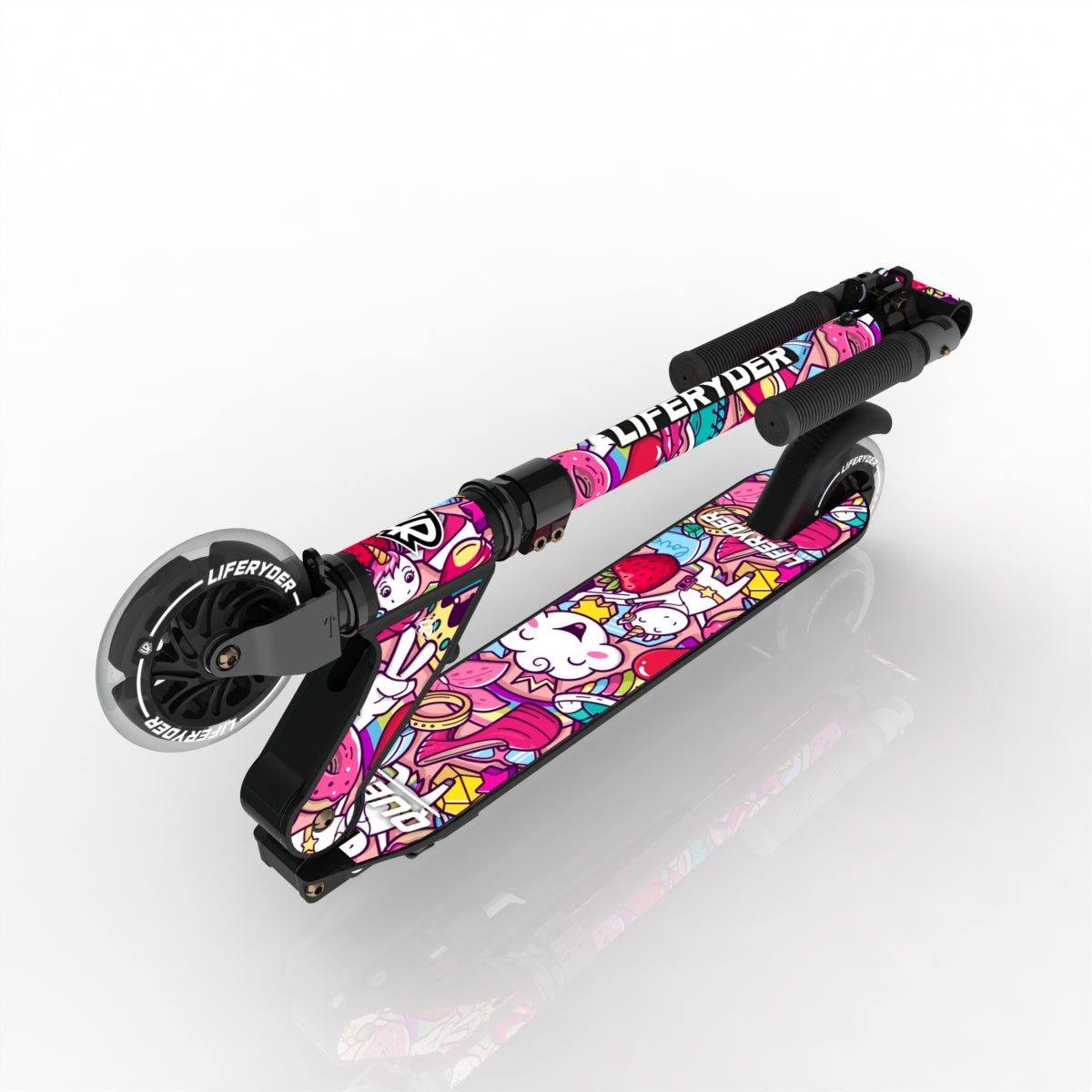 LIFERYDER QUEST Popkins folding kids scooter folded view
