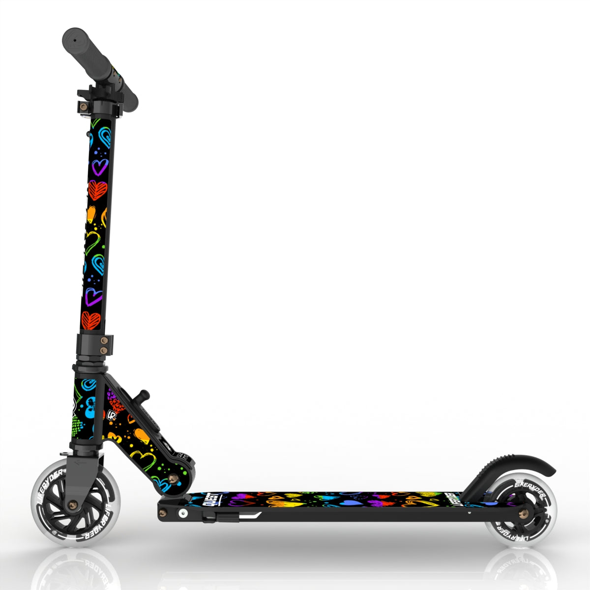 LIFERYDER QUEST Rainbow Hearts small wheel scooter side view