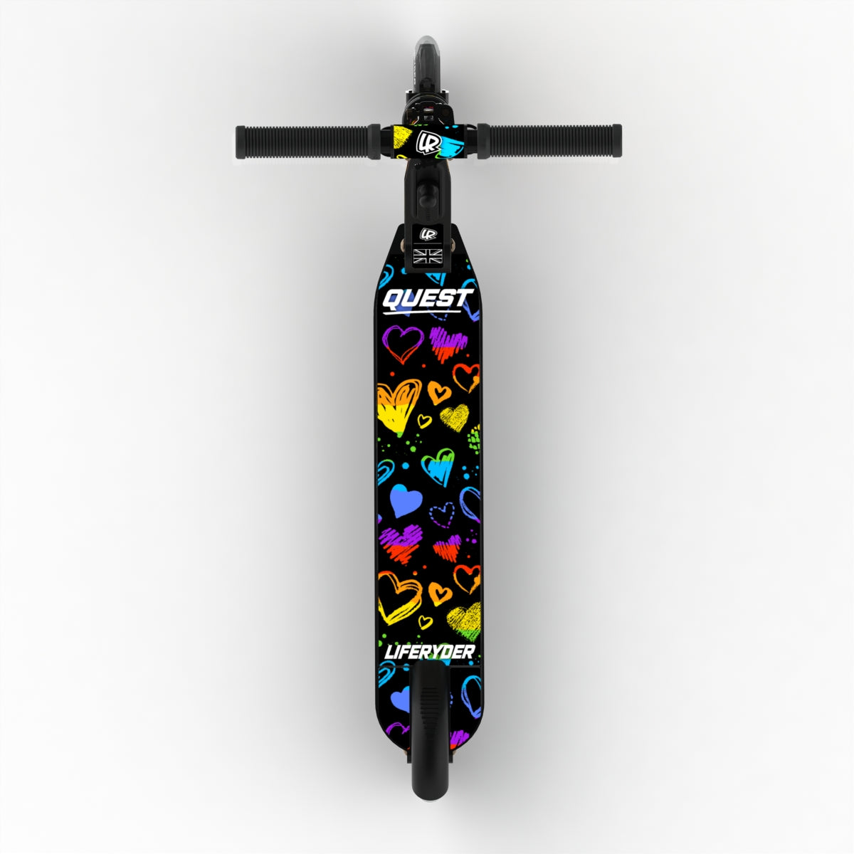 LIFERYDER QUEST Rainbow Hearts adjustable height 2 wheel scooter extended view