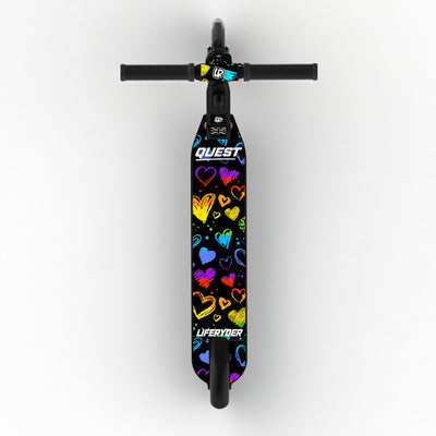LIFERYDER QUEST Rainbow Hearts adjustable height 2 wheel scooter extended view