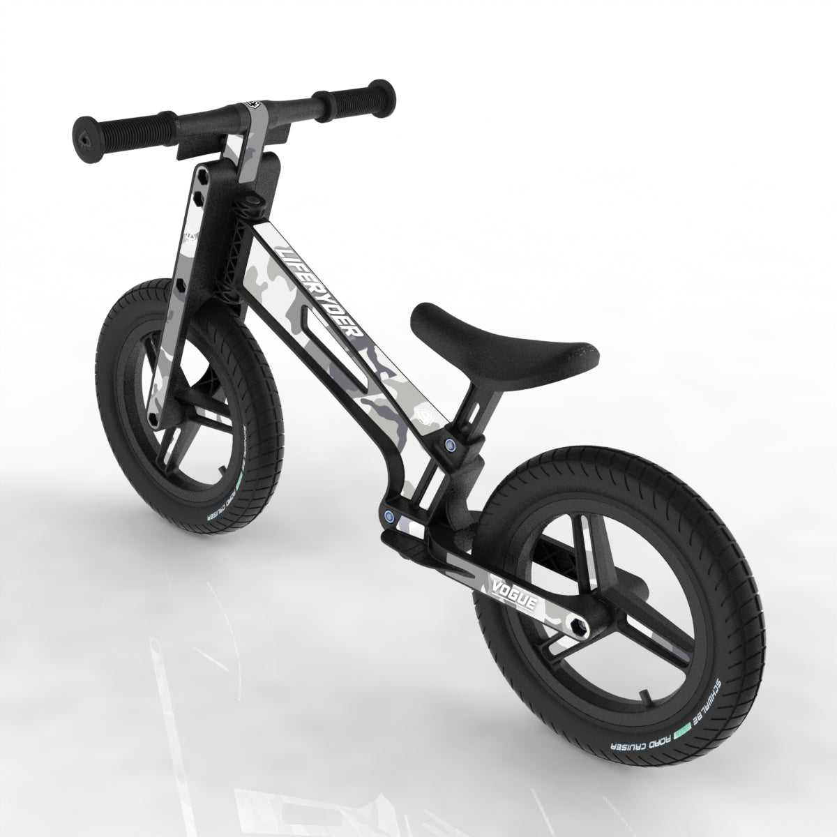 LIFERYDER VOGUE Arctic Camo 12 inch air tyre balance bike rear view