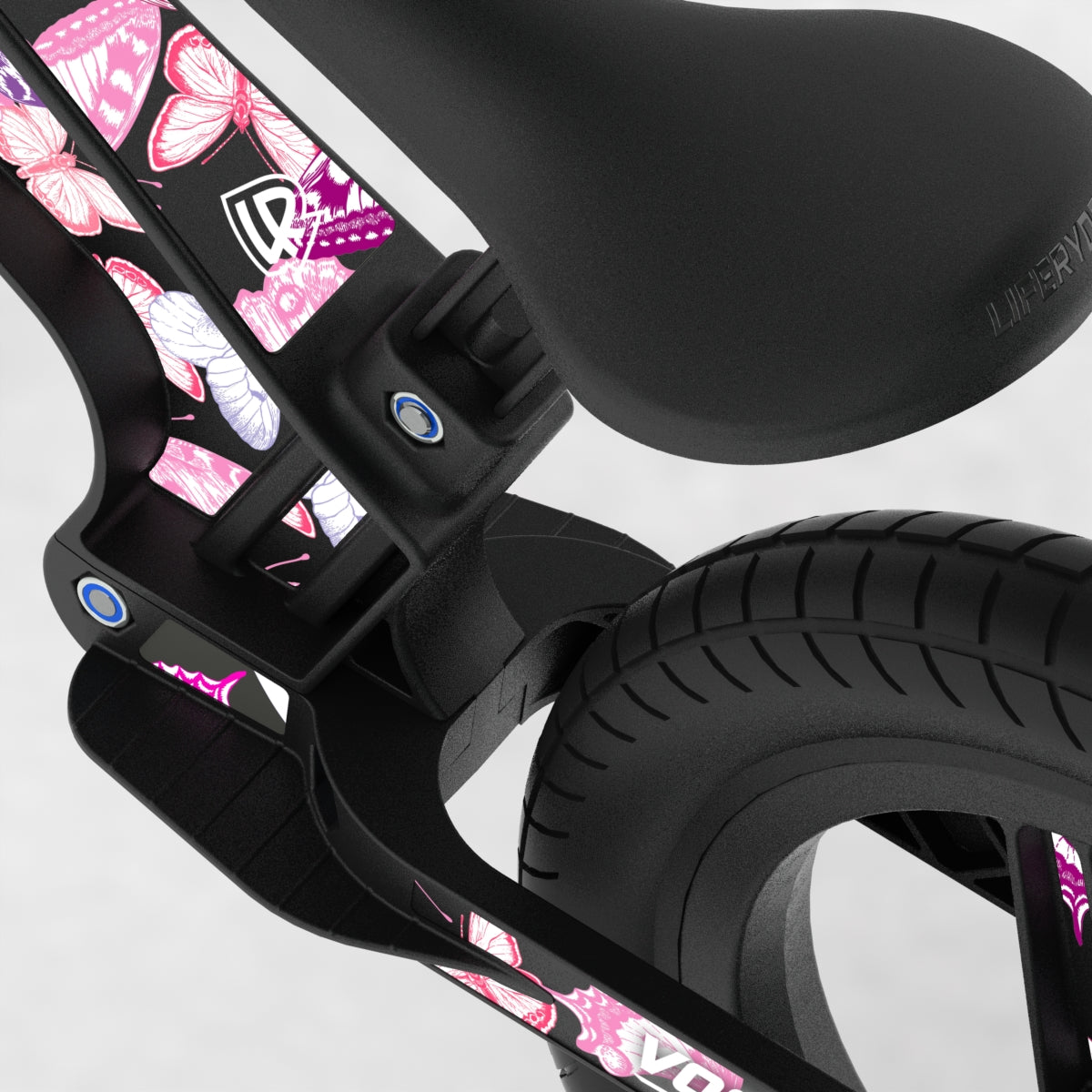 LIFERYDER VOGUE Butterflies EVOLV graphics balance bike detail