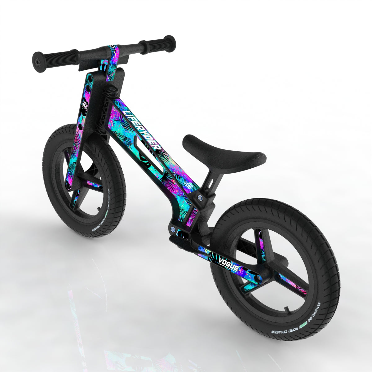 LIFERYDER VOGUE Neon Palm 12 inch air tyre balance bike rear view