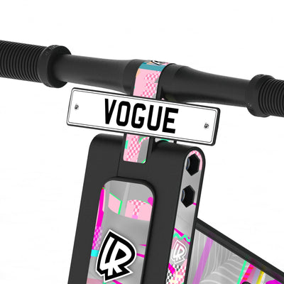 LIFERYDER VOGUE Pink Glitch adjustable seat balance bike detail