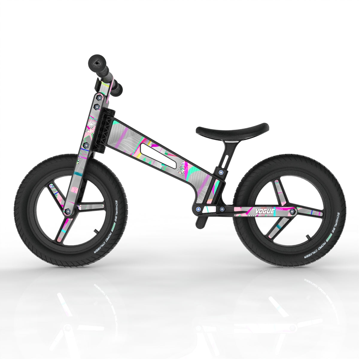 LIFERYDER VOGUE Pink Glitch toddler balance bike side view