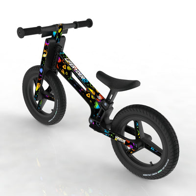 LIFERYDER VOGUE Rainbow Hearts 12 inch air tyre balance bike rear view