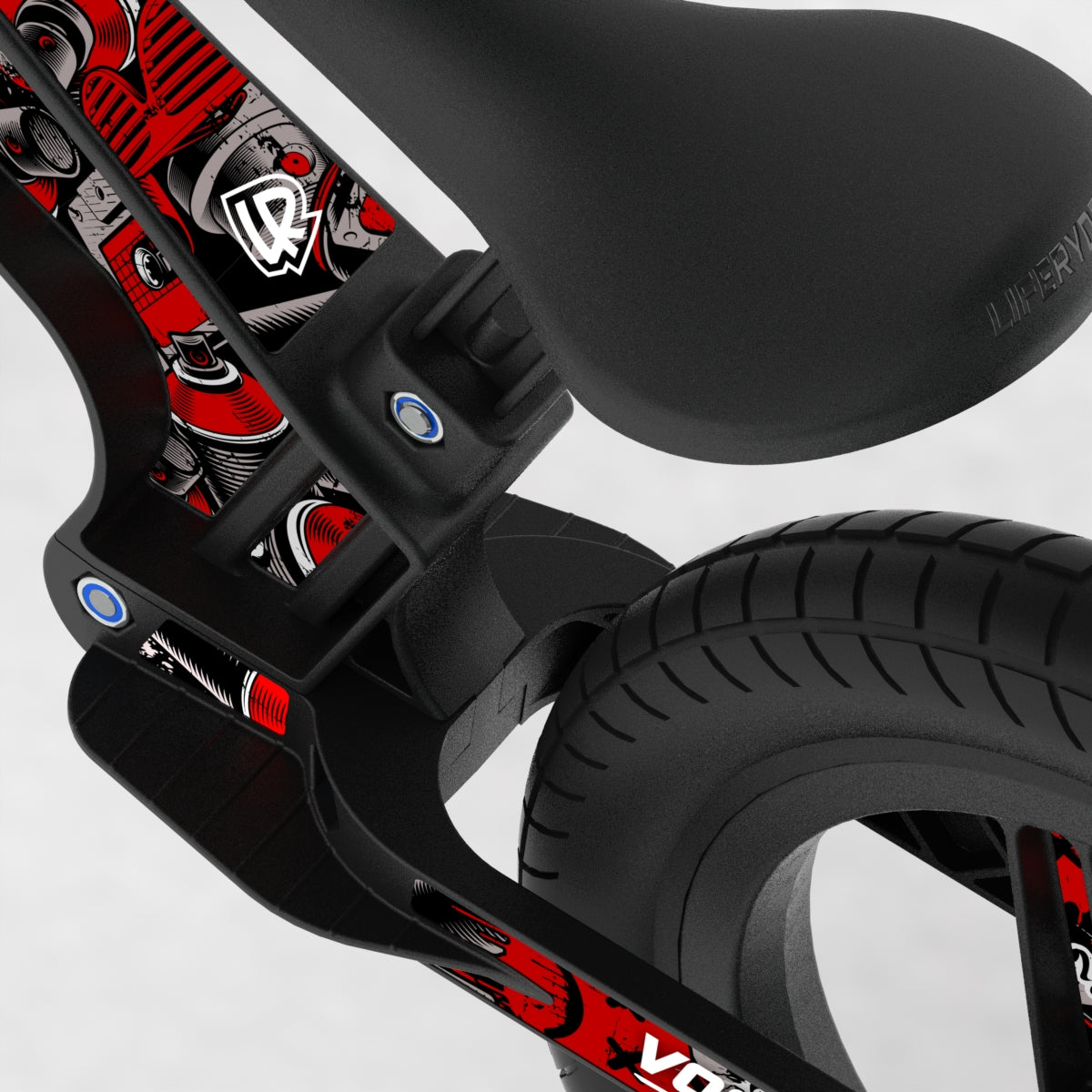 LIFERYDER VOGUE Red Mist EVOLV graphics balance bike detail