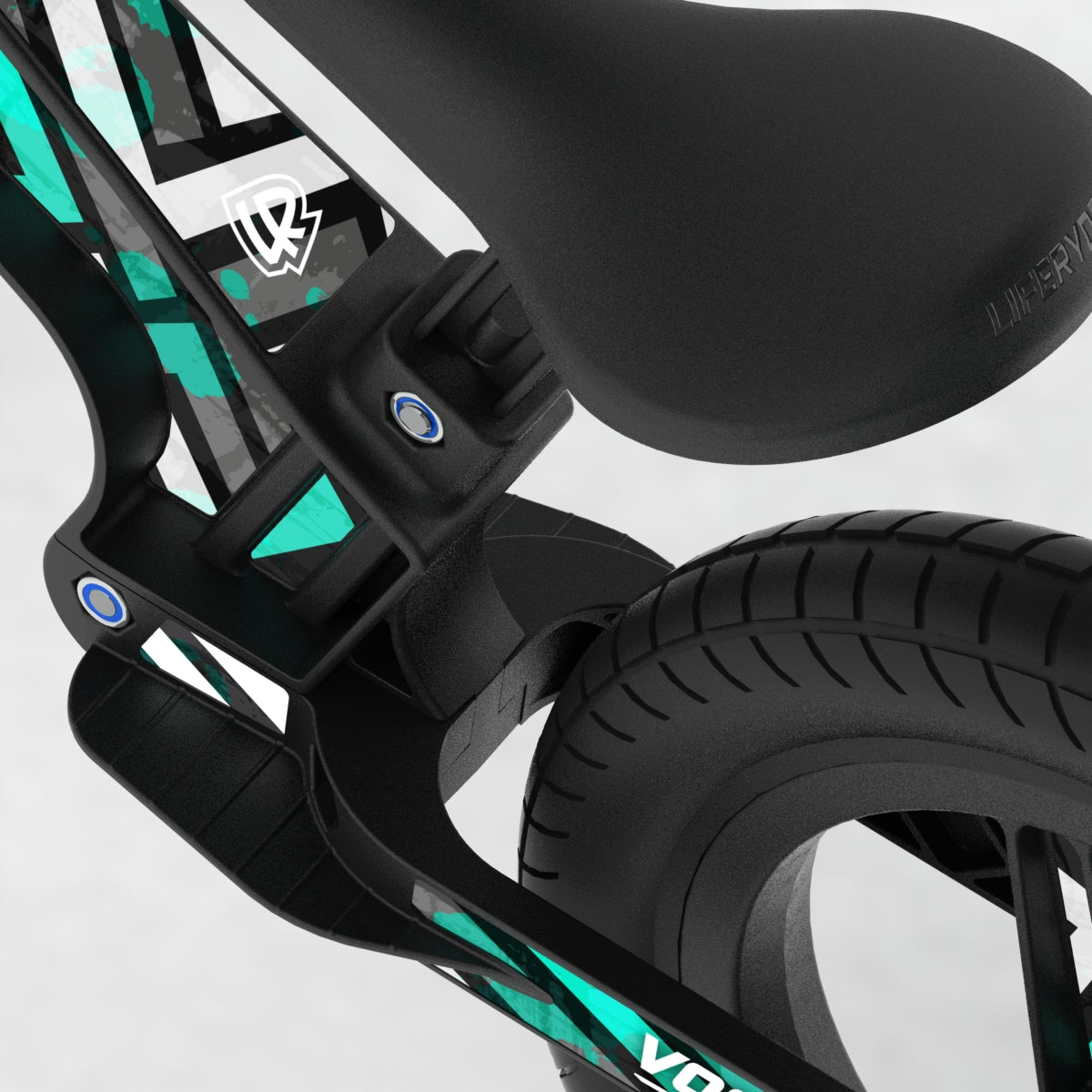 LIFERYDER VOGUE Spearmint Maze EVOLV graphics balance bike detail
