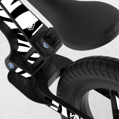 LIFERYDER VOGUE Zebra Stripes adjustable seat balance bike detail