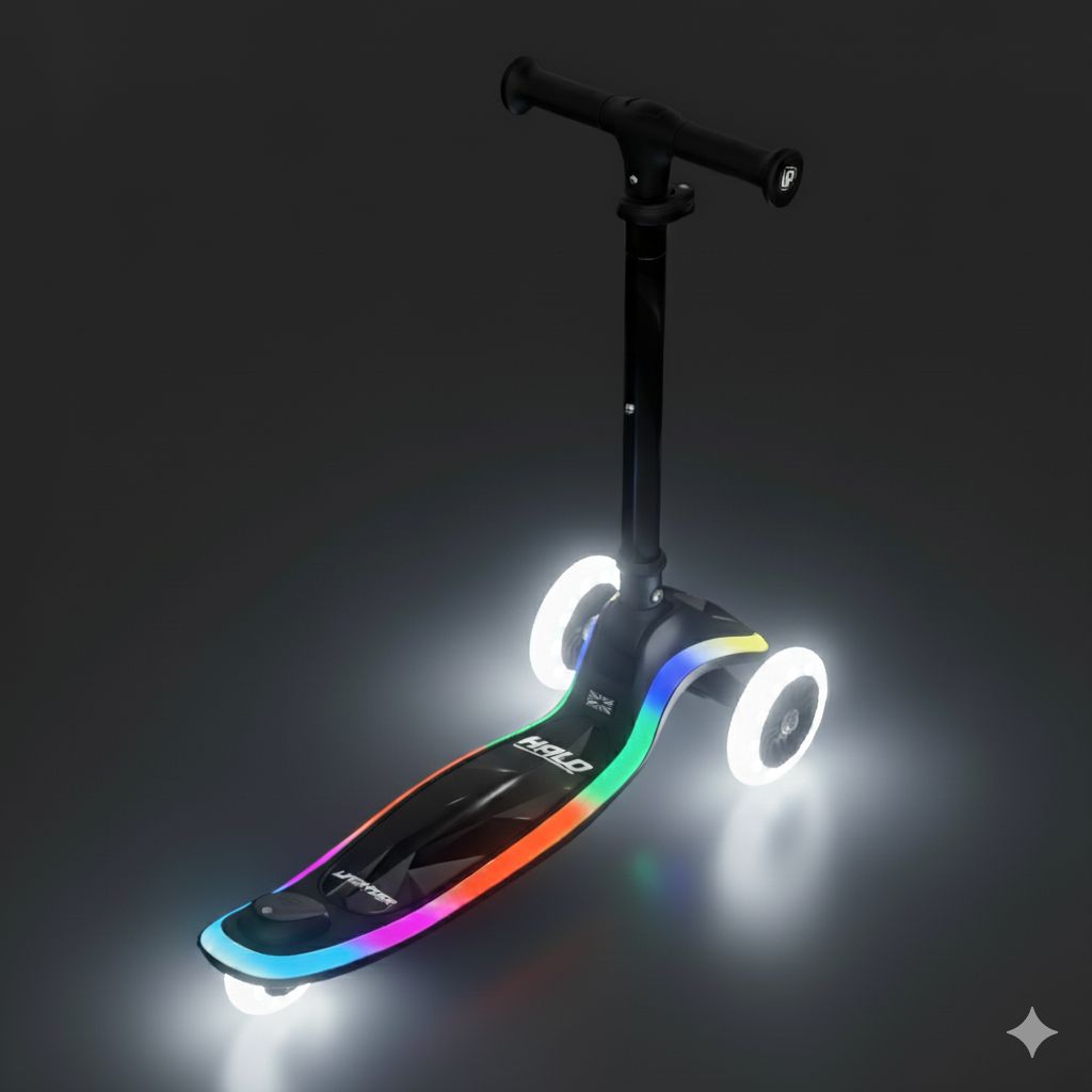 LIFERYDER HALO Zebra Stripes light-up LED wheels and colour-changing LED deck