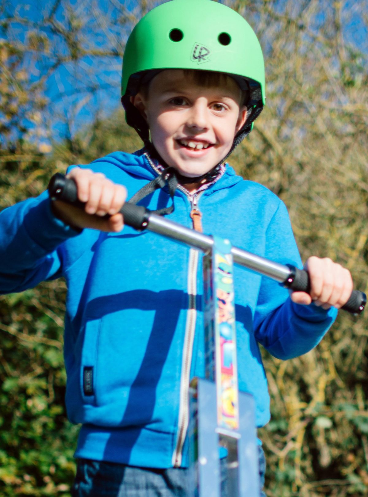 LIFERYDER test pilot with a kids scooter outdoors